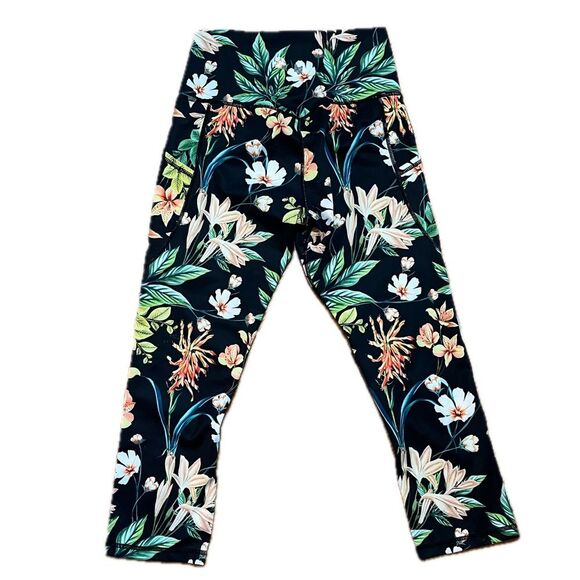 Ododos Floral Tropical Print Capri Leggings Size Medium - Picture 2 of 7
